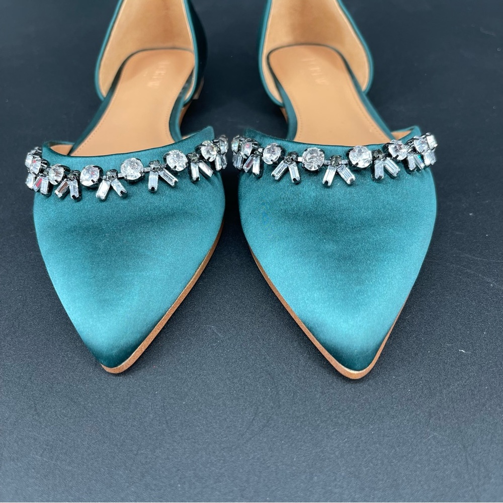 New ~ J. Crew Factory Satin jeweled Zoe d'Orsay flats Size 7 - Picture 3 of 9
